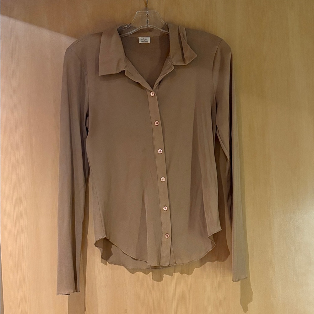 Aritzia Brown Button-Down Shirt - image 1